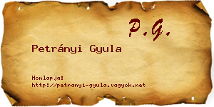 Petrányi Gyula névjegykártya